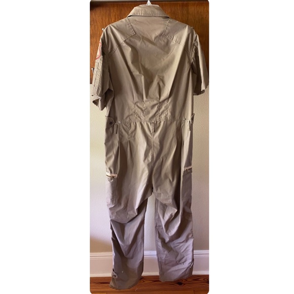 Vintage Deputy Sheriffs Short Sleeved Flight Suit Coveralls in Khaki Brown - L - Picture 5 of 9